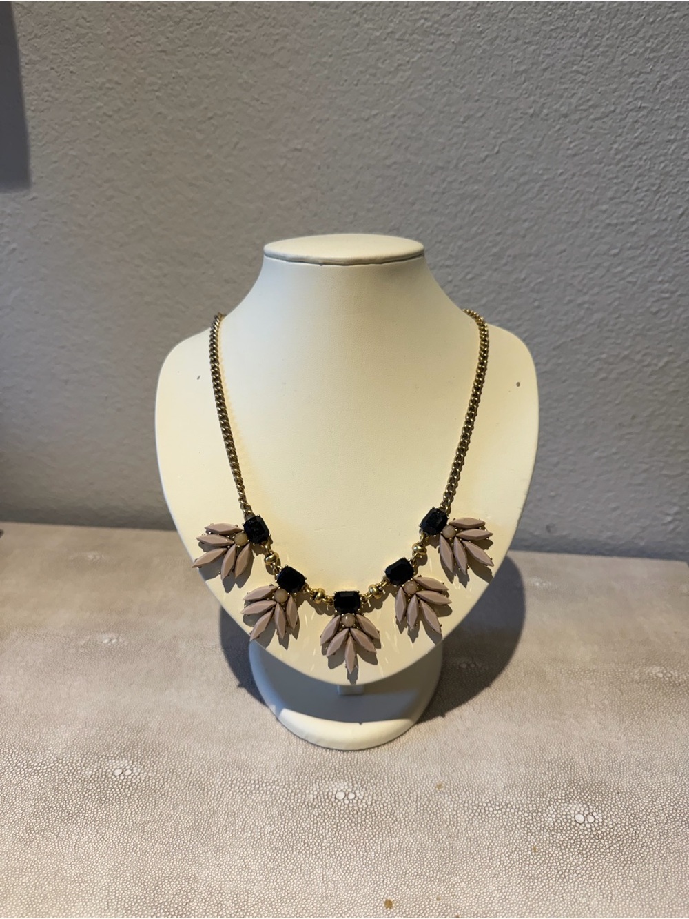 J. Crew Statement Beige and Black Floral Cluster Necklace